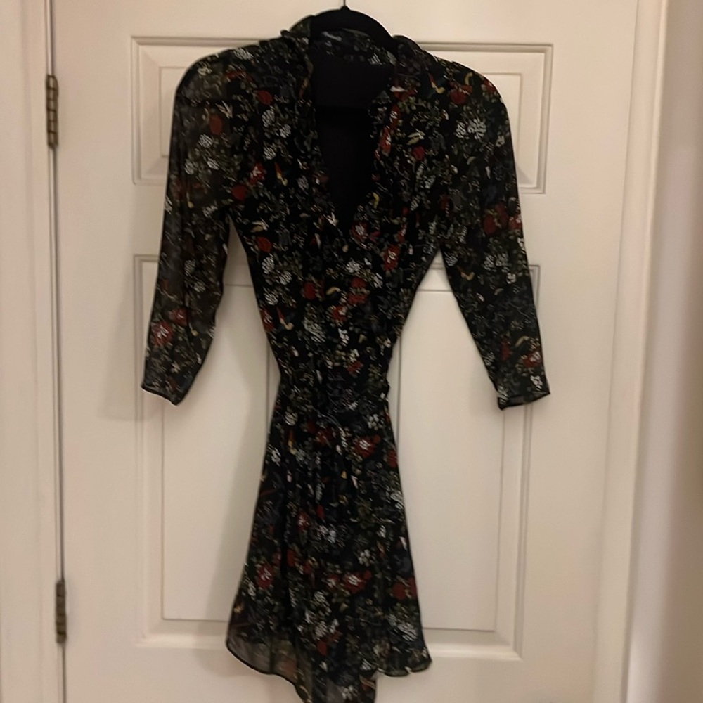 Madewell black floral wrap dress